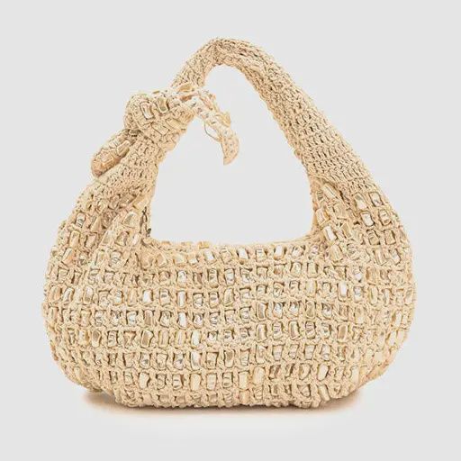 Crochet Shell Beaded Handheld Bag