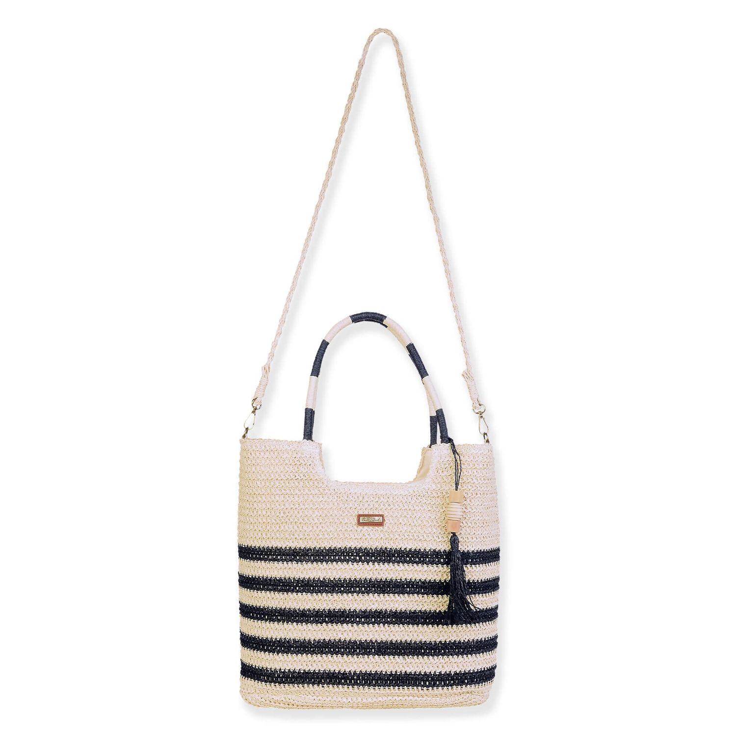 Bag: CE6704 ABlack, Paper Crochet Shoulder Tote