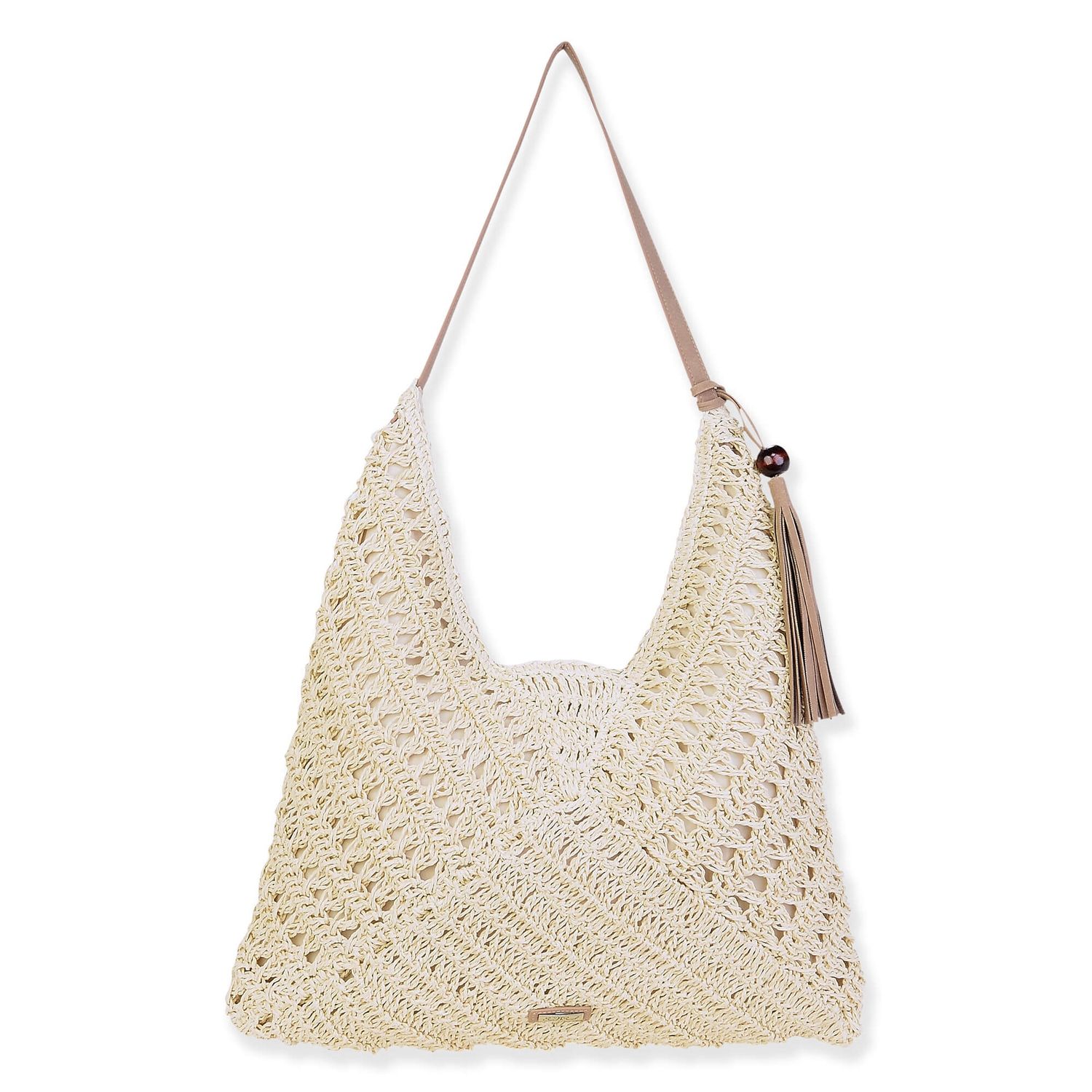 Bag: CE6707 ANatural, Paper Crochet Shoulder Tote