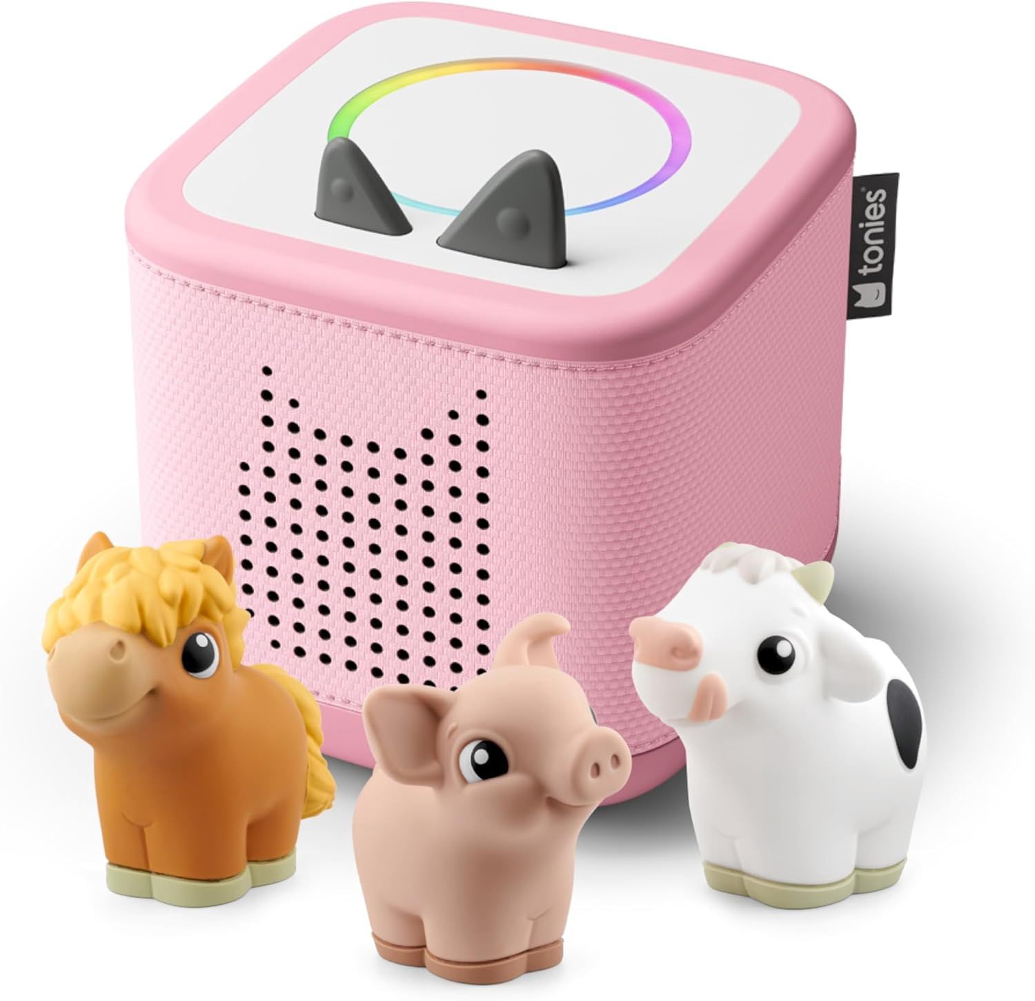Toniebox 2 My First Farm Bundle for Kids 1+ with Soft and Squeezable Cow, Horse, and Pig, Color: Pink