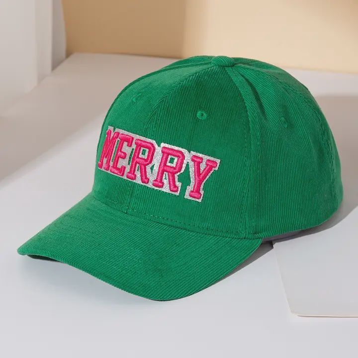 MERRY Message Embroidered Five Panel Canvas Snapback Baseball Cap