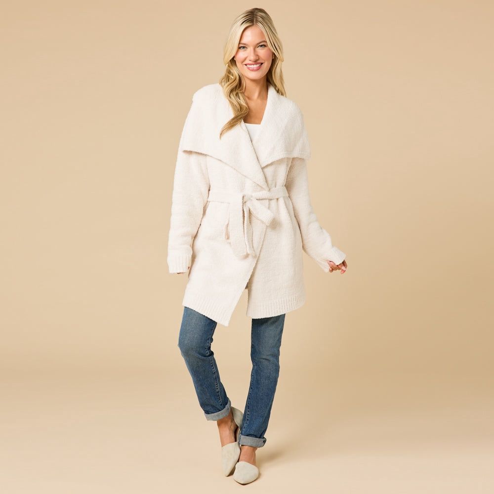 Marshmallow Wrap Cardigan w/ Exaggerated Collar
