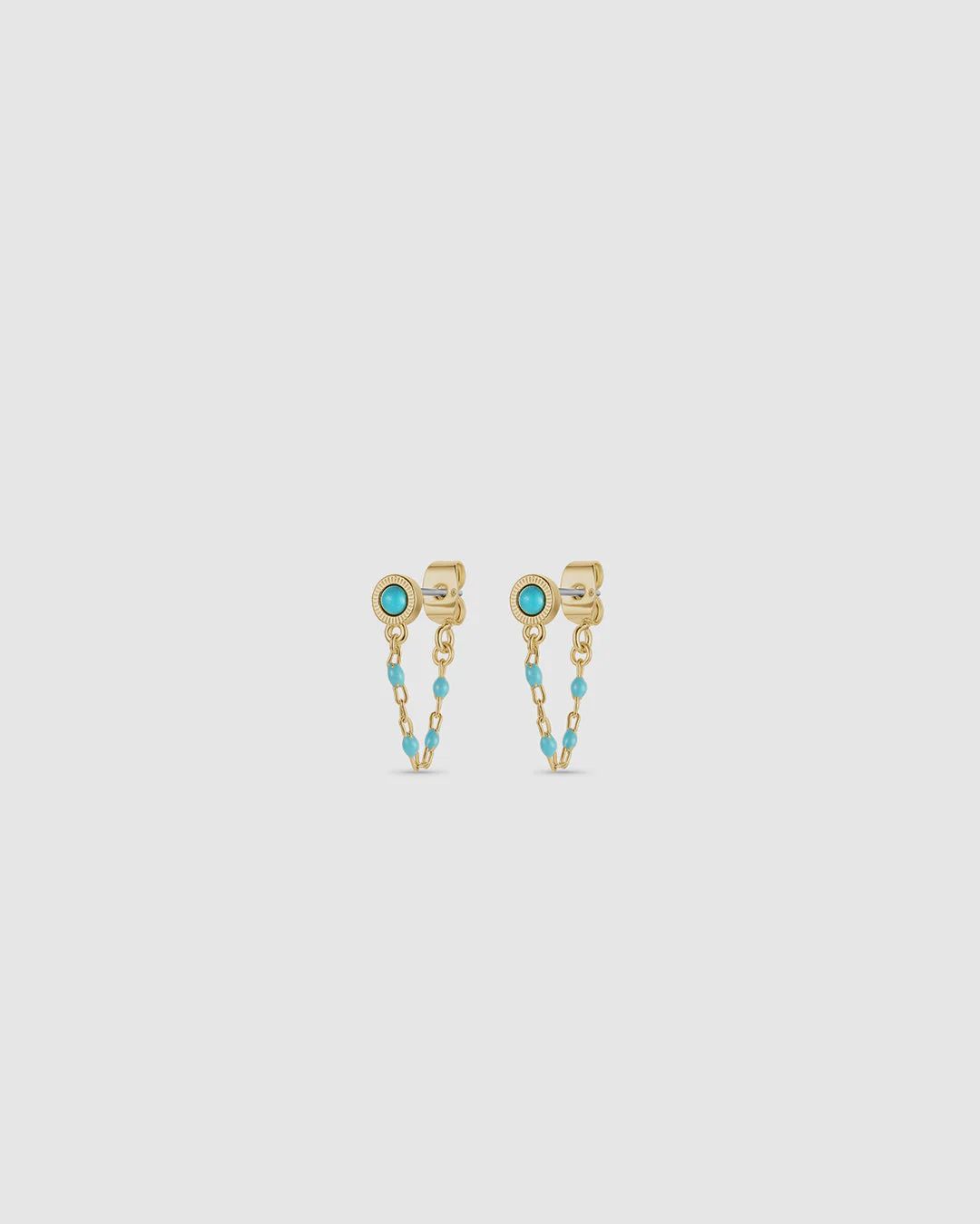 Turquoise Capri Chain Huggies