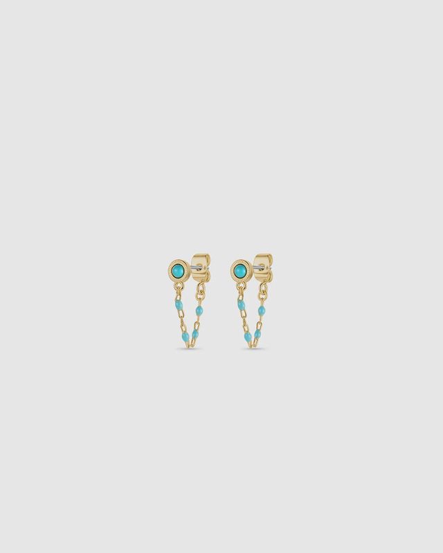 Turquoise Capri Chain Huggies