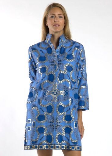 HELEN DRESS, Colour: HERITAGE CHAINS PERI/GOLD, Size: M