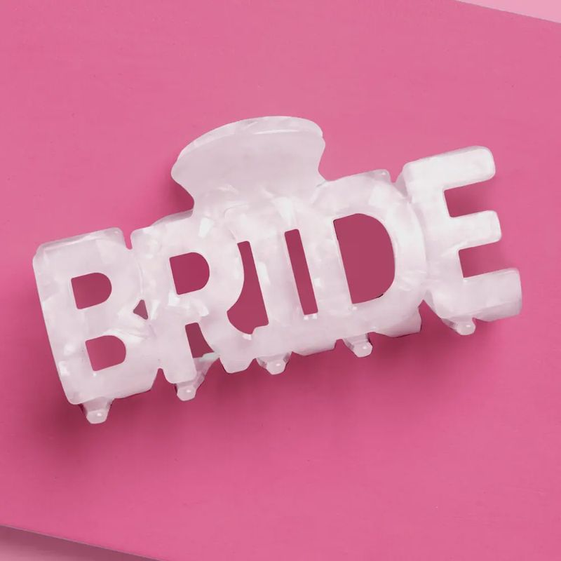 Bride Word Claw Clip | white marble, bridal hair, bach party