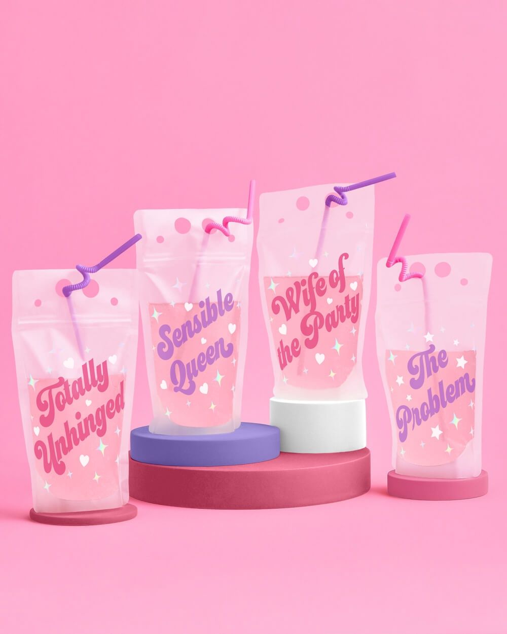 Bachelorette Drink Sippers, Bride Gift, Bridal - 14 pouches