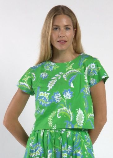 ELLEN STRETCH POPLIN, Colour: FEATHERED FLORAL GRASS, Size: L