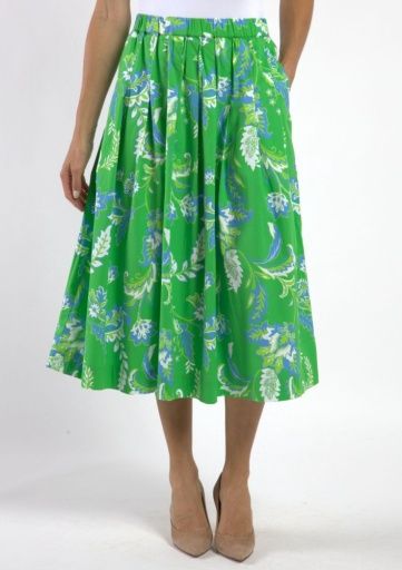 JEANNETTE STRETCH POPLIN skirt, Colour: FEATHERED FLORAL GRASS, Size: XXL