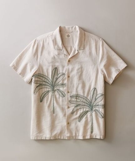 Embroidered Resort Shirt Palm, Size: Small