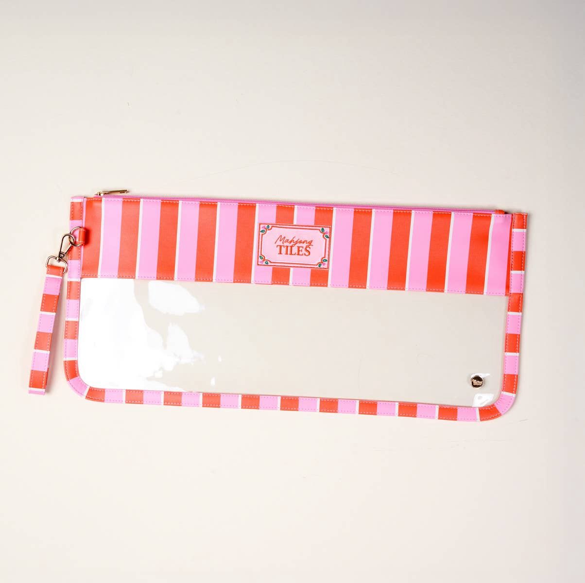 Mahjong Tile Keeper Pouch–Sicily Stripes Pink