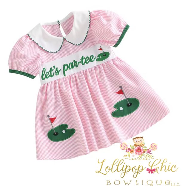 Baby and Toddler Girl Embordered Golf Plaid Dress