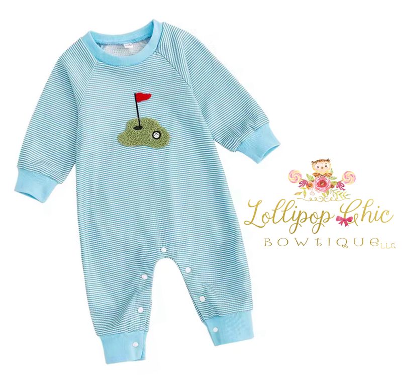 Baby Boy Striped Golf Romper