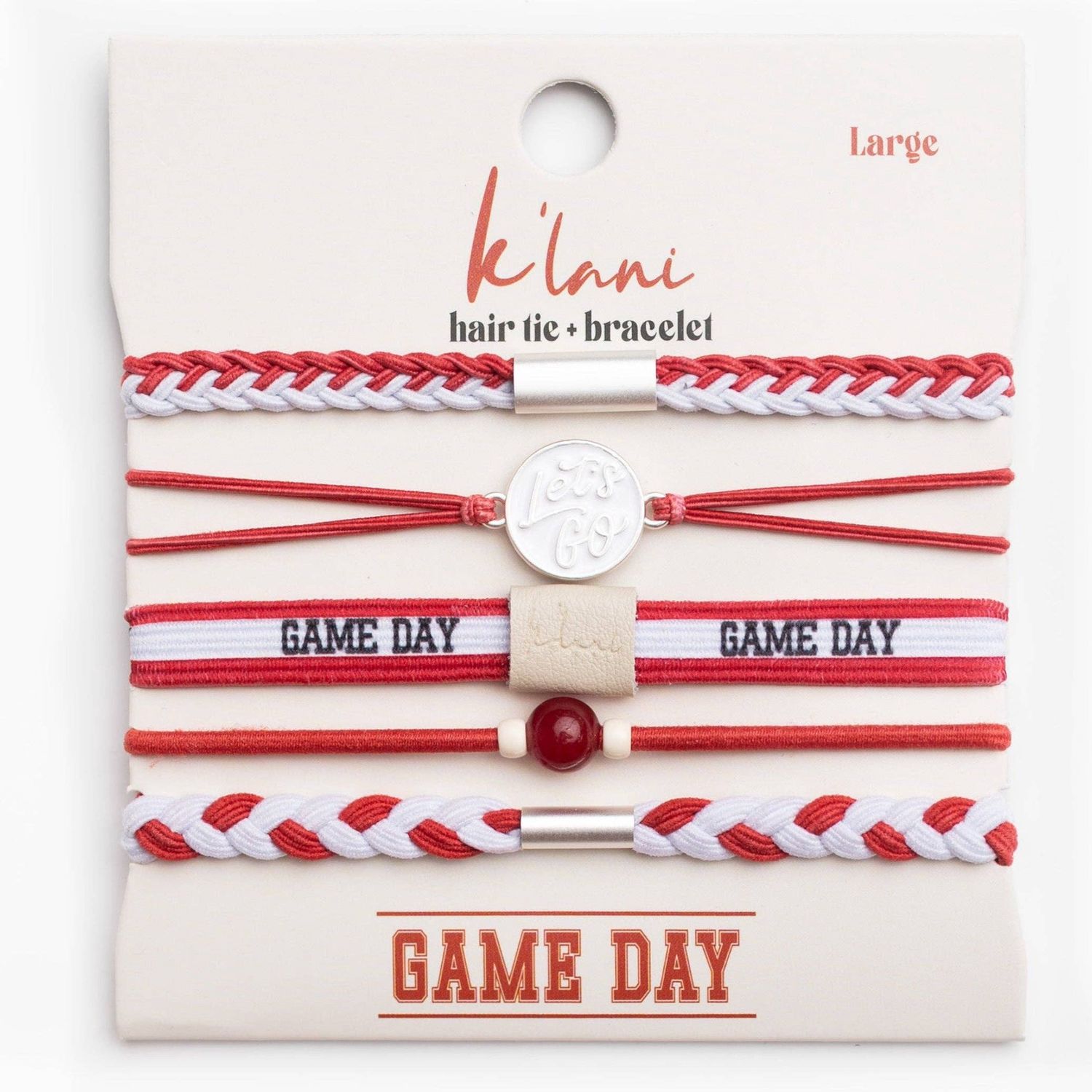 "Game Day" Crimson &amp; White Hair Tie Bracelets