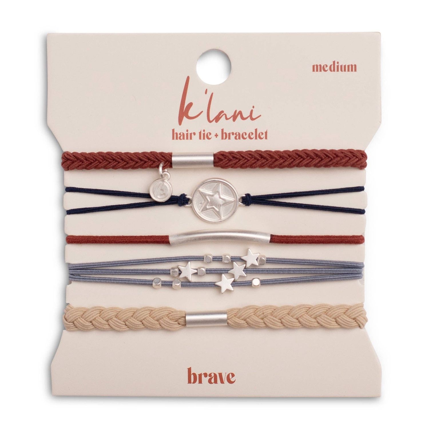 "Brave" Red, White &amp; Blue with Silver Star Accents