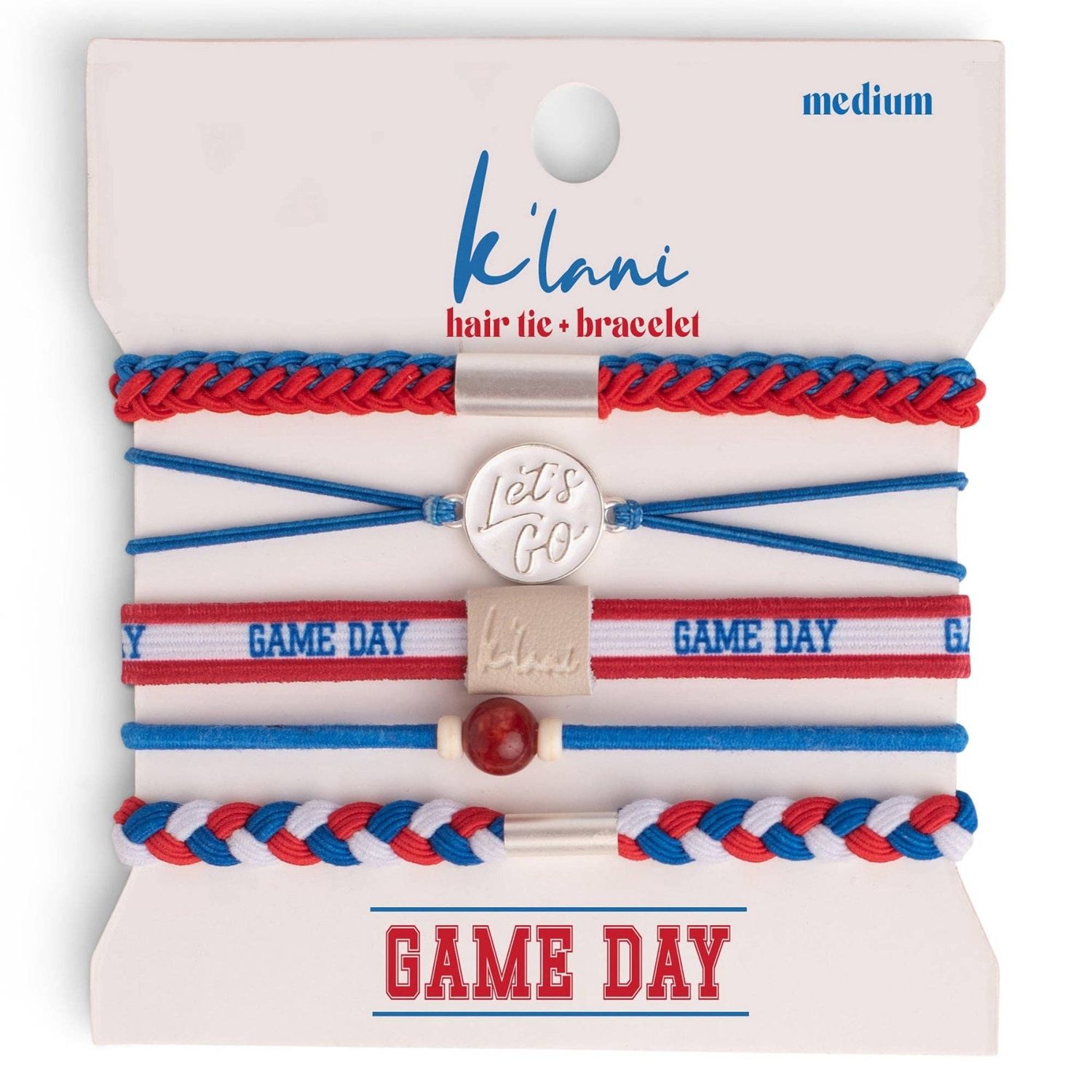 "Game Day" Red, Blue &amp; White Hair Tie Bracelets