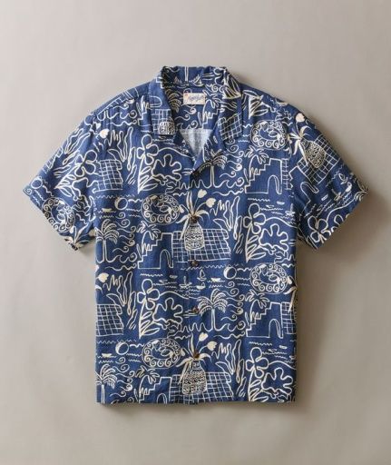 Pablo Tencel Linen Resort Shirt, Color: Navy/White Island, Size: 2XL