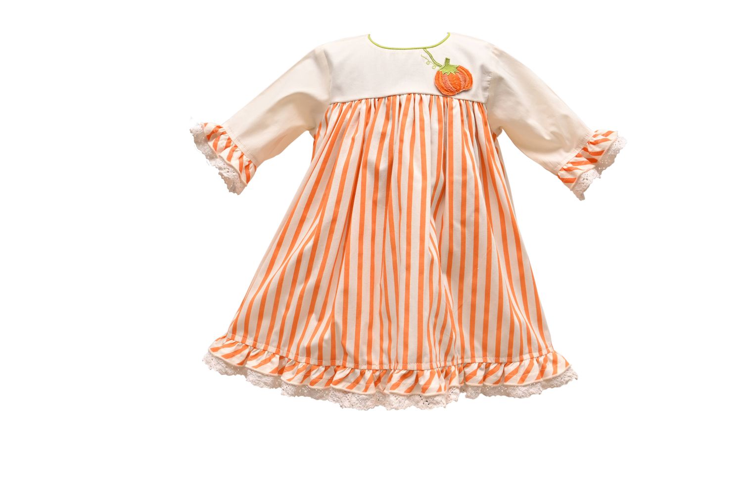 PUMPKIN EMPIRE STRIPE DRESS