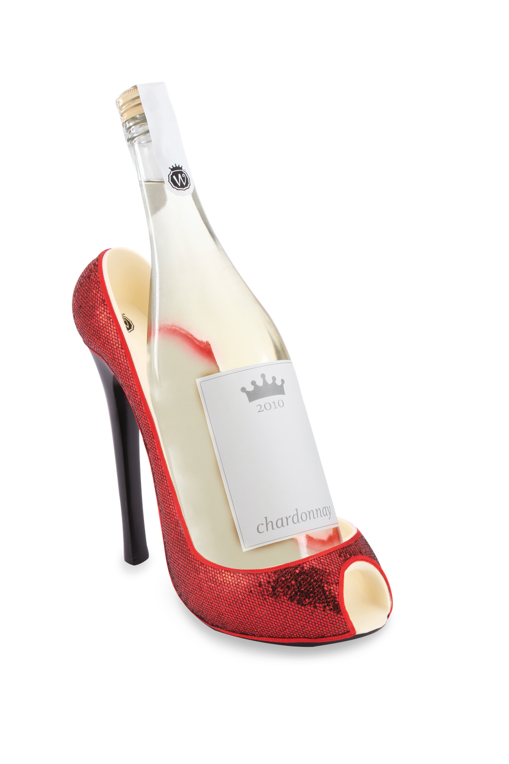Bottle Holder High Heel, Glitter, Red