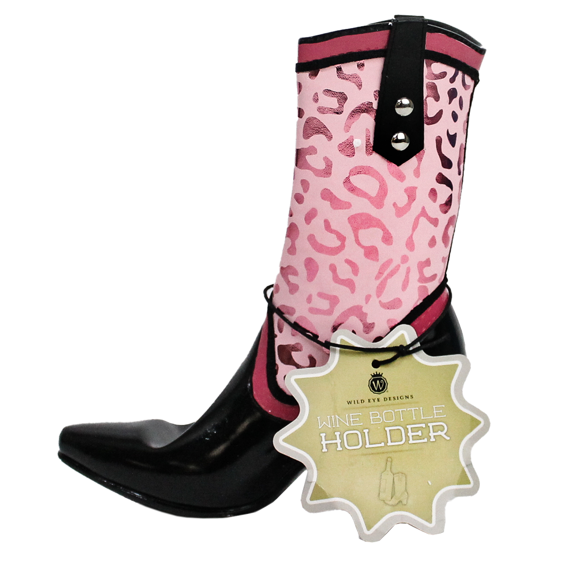 Pink Leopard Cowboy Boot Bottle Holder
