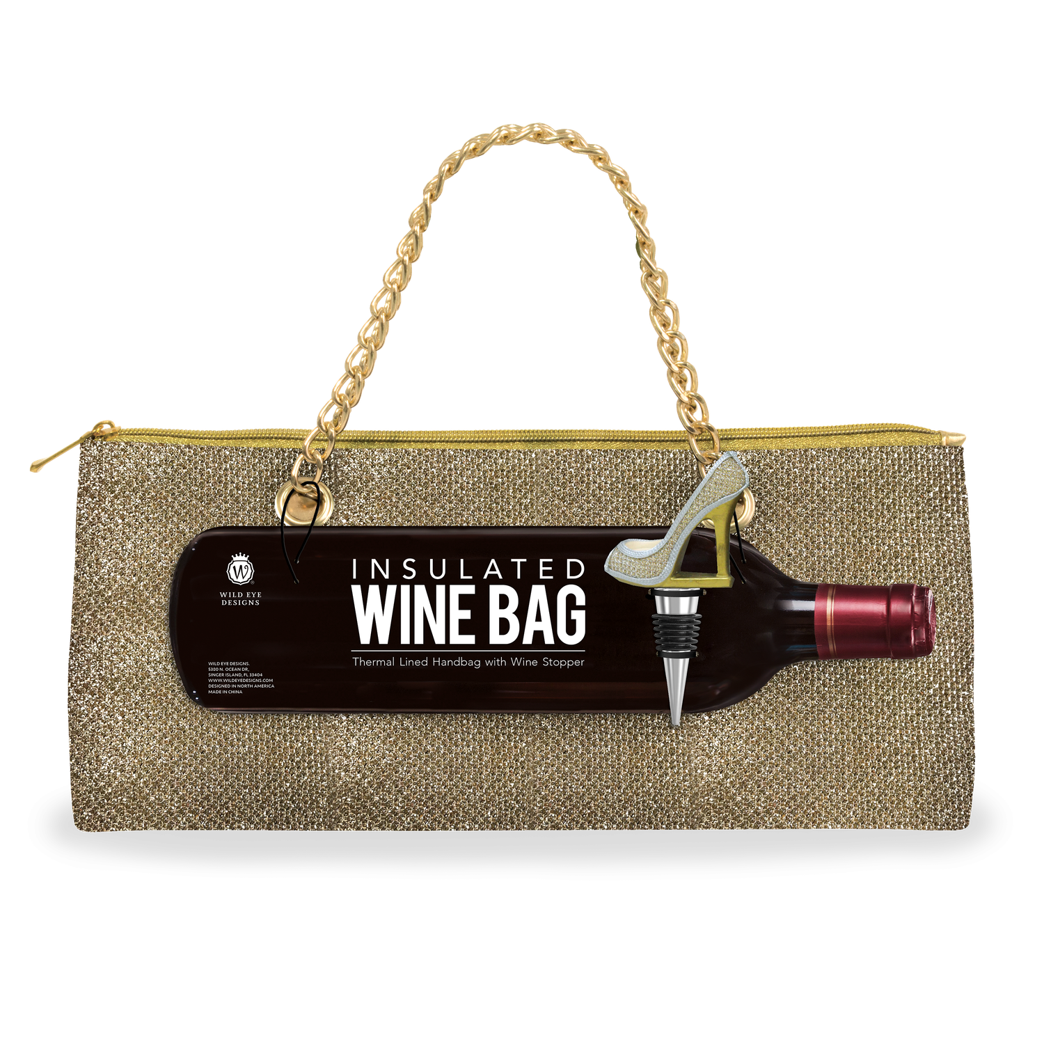 Gold &amp; Silver Insulated Wine Bag &amp; Heel Stopper