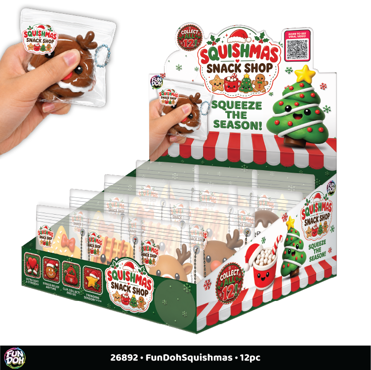 Fun Doh Christmas Snack Shop Squish Fidget Toy - 12/Display