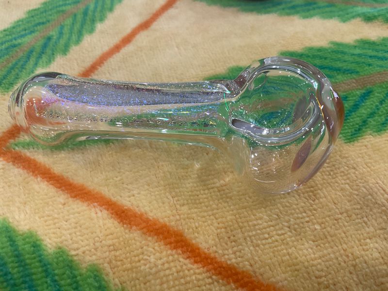 Waldo's Wonders Glass Basic Hand Pipe, Variant Name: Clear with Sparkle Foil