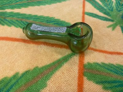 Waldo's Wonders Glass Mini Pipe, Variant Name: Green with Silver Foil