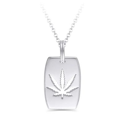 High Point Sativa Dog Tag Sterling Silver Necklace Regular