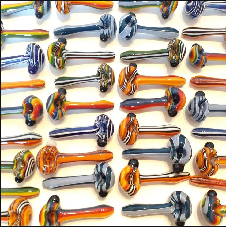 Gladstone Glass Twisty Spoon Blue, Orange, Red, and Yellow