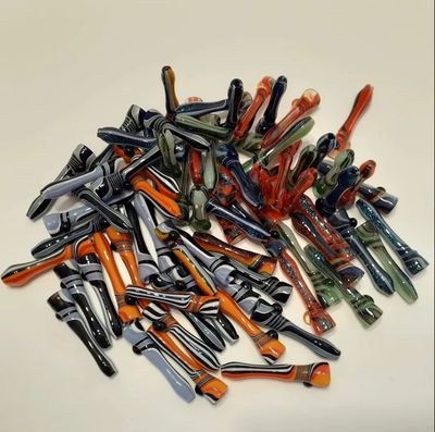 Gladstone Glass Classic Chillum Green ,Black and White  Dichro Strip