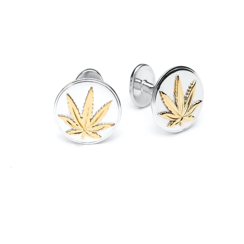 High Point Sativa Round Silver & Gold Cufflinks