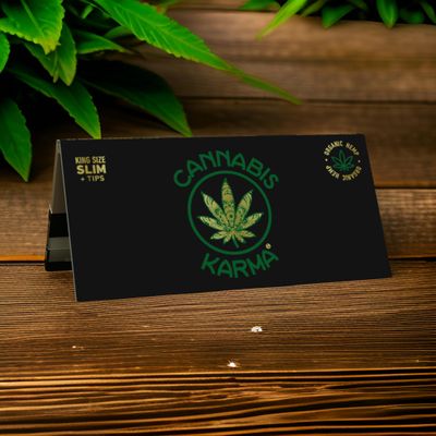 Cannabis Karma Rolling Papers | Organic Hemp | King Size + Tips