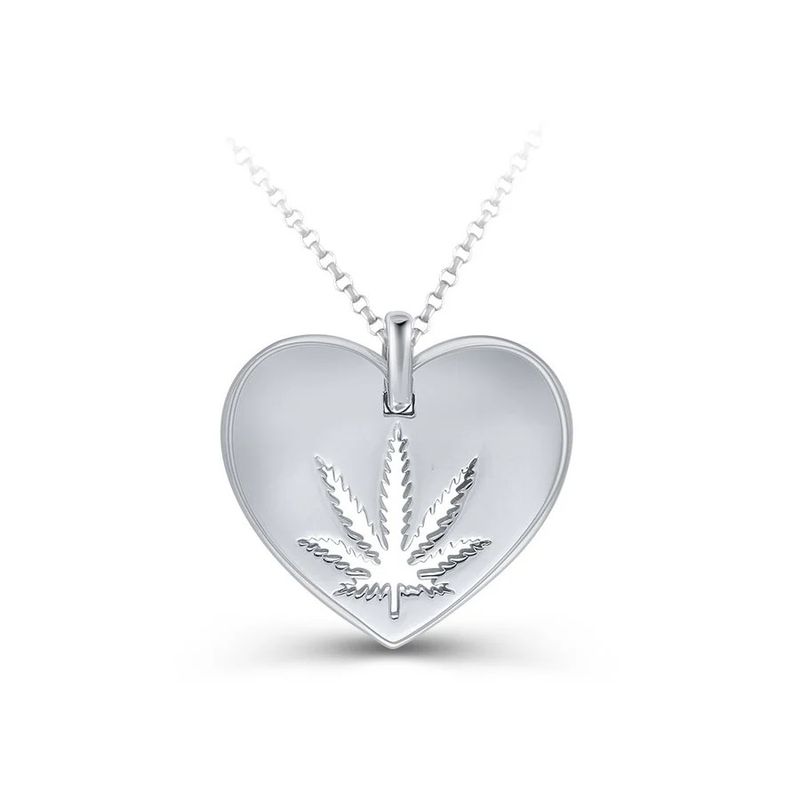 High Point Sativa Heart Cutout Sterling Silver Necklace 10mm