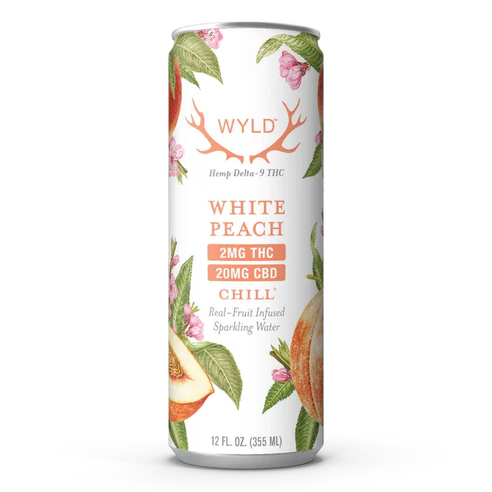 Wyld Low-Dose White Peach CBD:THC Sparkling Water | Chill| 22mg