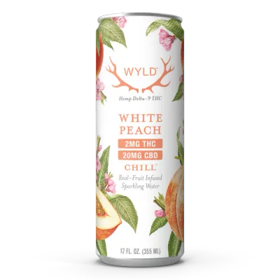 Wyld Low-Dose White Peach CBD:THC Sparkling Water | Chill| 22mg