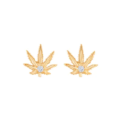High Point Sweet Sativa Yellow Gold Diamond Earrings