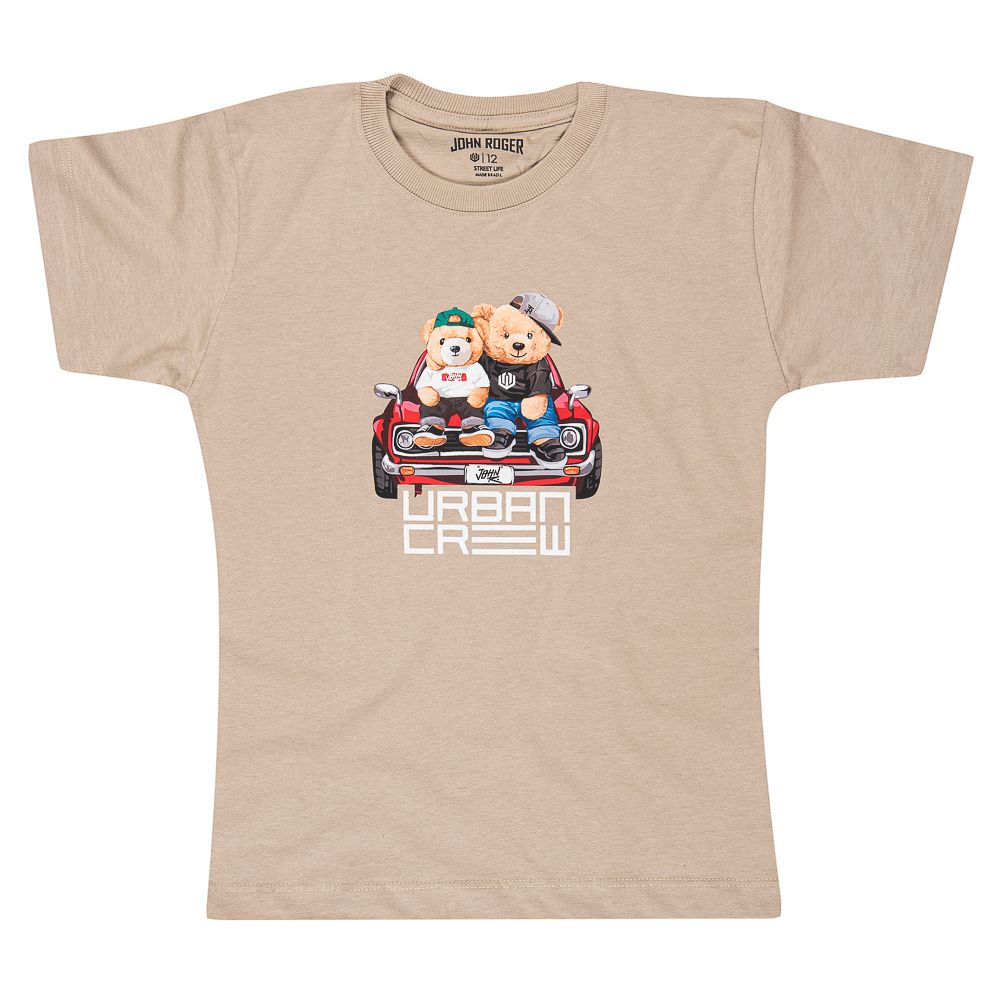 CAMISETA INFANTIL JOHN ROGER BROTHERS BEARS - BEGE ESCURO