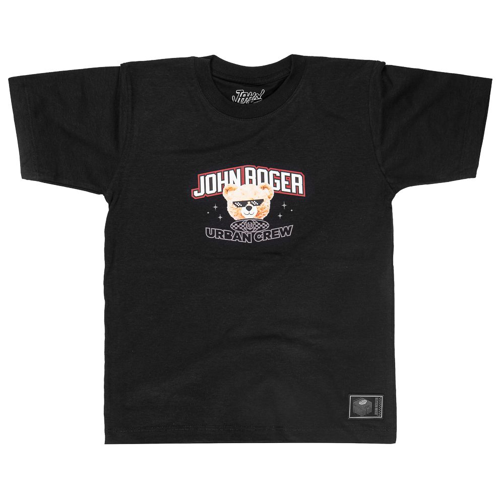 CAMISETA INFANTIL JOHN ROGER COLLEGE BEAR - PRETO