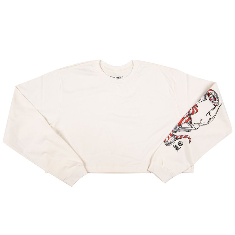 WOMEN&#39;S CROPPED LONG SLEEVE JERSEY JOHN ROGER DOLLAR SNAKE - OFF WHITE