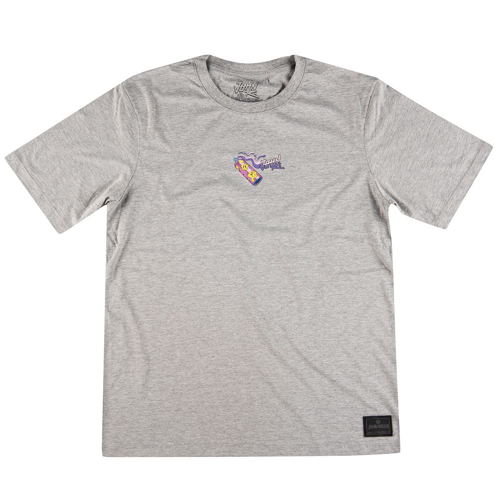CAMISETA MASCULINA JOHN ROGER SMILE SPRAY - CINZA