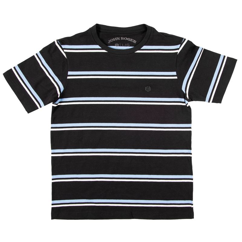 CAMISETA  MASCULINA JOHN ROGER LISTRADA - PRETA