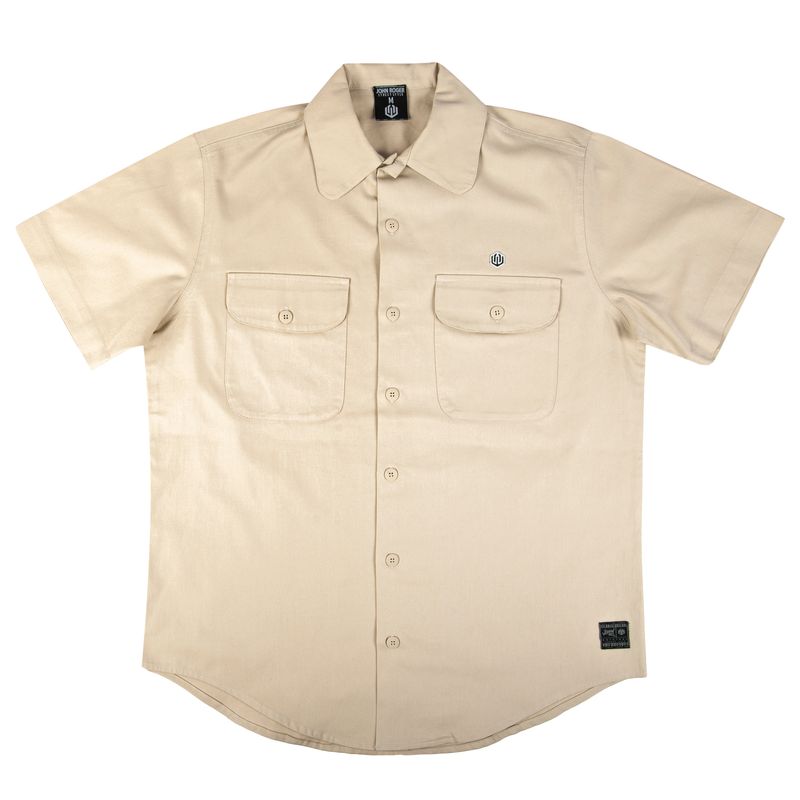 CAMISA MASCULINA CARGO SARJA MANGA CURTA JOHN ROGER - BEGE