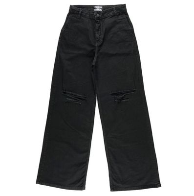 CALÇA FEMININA WIDE LEG RASGADO JOHN ROGER - PRETO