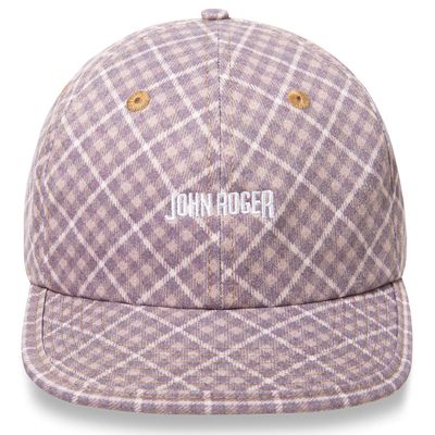Boné aba reta rígido feito em sarja na cor xadrez com a cor rosa predominante. Na parte frontal central possui o bordado da logomarca da &#39;John Roger&#39; na cor branca. O fechamento traseiro é do tipo strapback ajustável com regulador em metal.