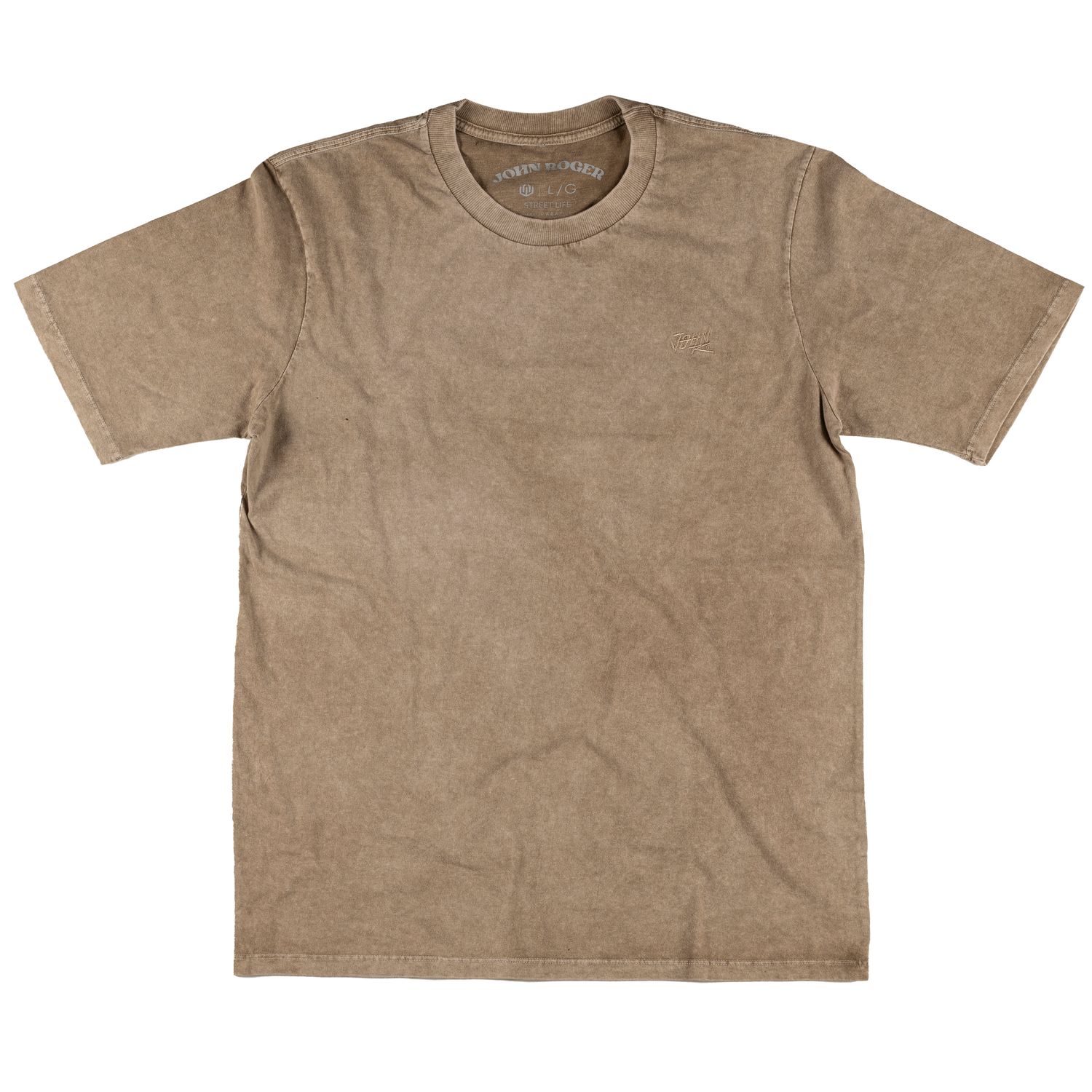 CAMISETA MARMORIZADA BORDADO - CAQUI