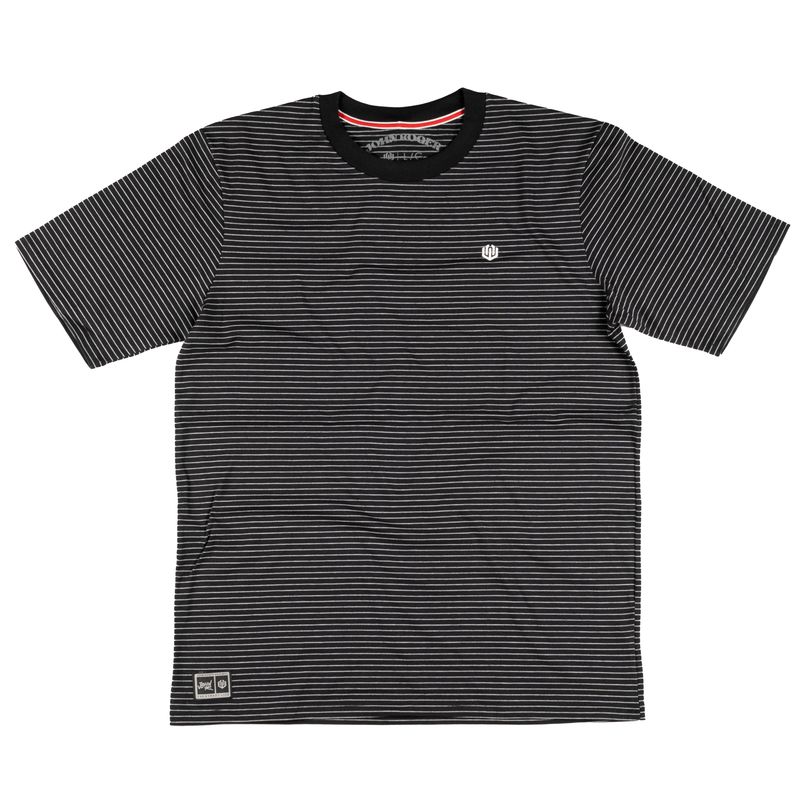 CAMISETA LISTRADA FIO TINTO STRETCH - PRETO/BRANCO