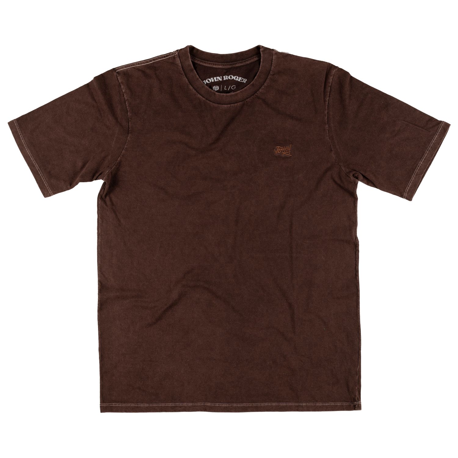 CAMISETA MARMORIZADA BORDADO - MARROM