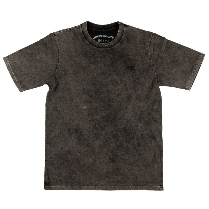 CAMISETA MARMORIZADA BORDADO - PRETO