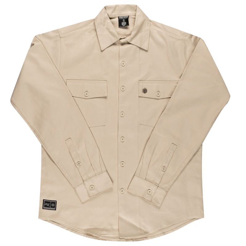 CAMISA MASCULINA MANGA LONGA SARJA - AREIA